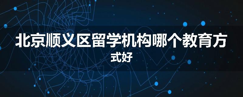 北京顺义区留学机构哪个教育方式好