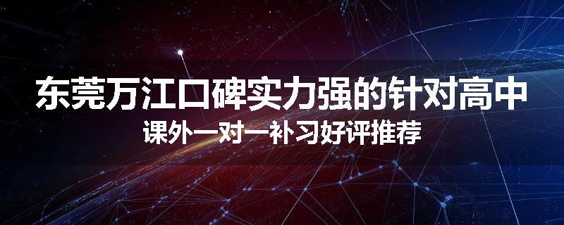 东莞万江口碑实力强的针对高中课外一对一补习好评推荐