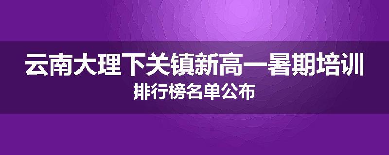 云南大理下关镇新高一暑期培训排行榜名单公布