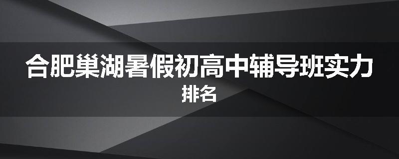 合肥巢湖暑假初高中辅导班实力排名