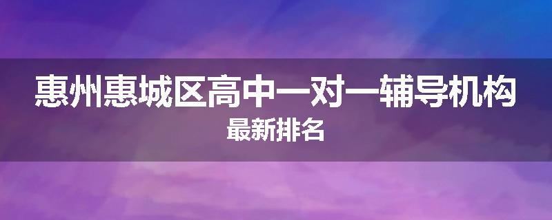 惠州惠城区高中一对一辅导机构最新排名