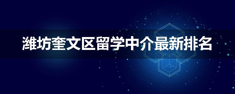 潍坊奎文区留学中介最新排名