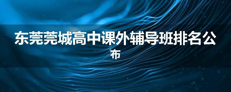 东莞莞城高中课外辅导班排名公布