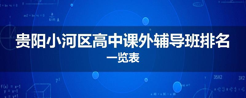 贵阳小河区高中课外辅导班排名一览表