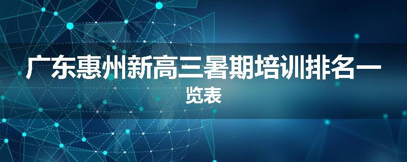 广东惠州新高三暑期培训排名一览表