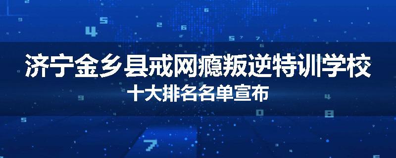 济宁金乡县戒网瘾叛逆特训学校十大排名名单宣布