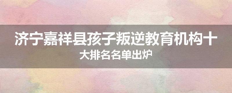 济宁嘉祥县孩子叛逆教育机构十大排名名单出炉