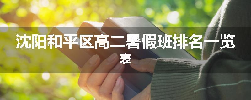 沈阳和平区高二暑假班排名一览表