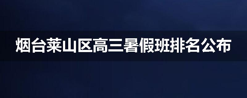 烟台莱山区高三暑假班排名公布