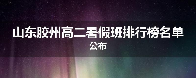 山东胶州高二暑假班排行榜名单公布