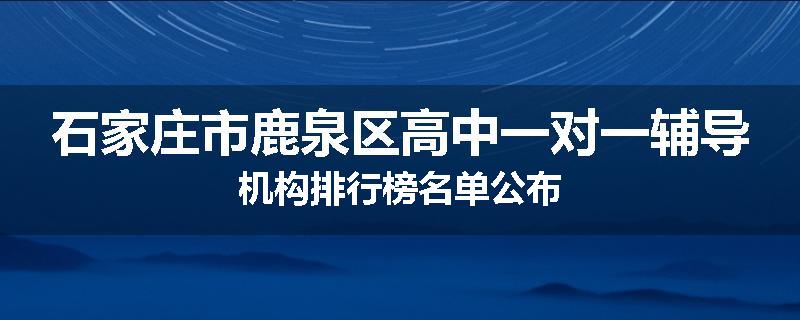 石家庄市鹿泉区高中一对一辅导机构排行榜名单公布