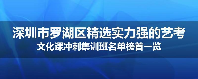深圳市罗湖区精选实力强的艺考文化课冲刺集训班名单榜首一览
