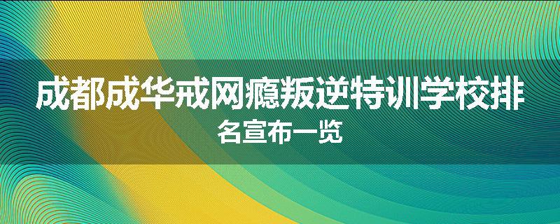 成都成华戒网瘾叛逆特训学校排名宣布一览