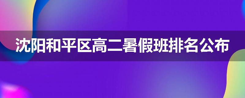 沈阳和平区高二暑假班排名公布