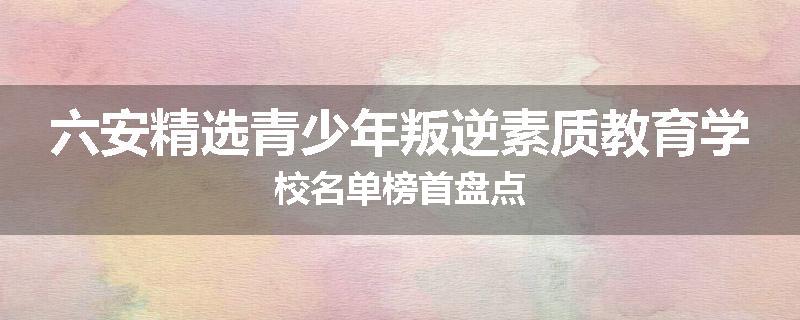 六安精选青少年叛逆素质教育学校名单榜首盘点