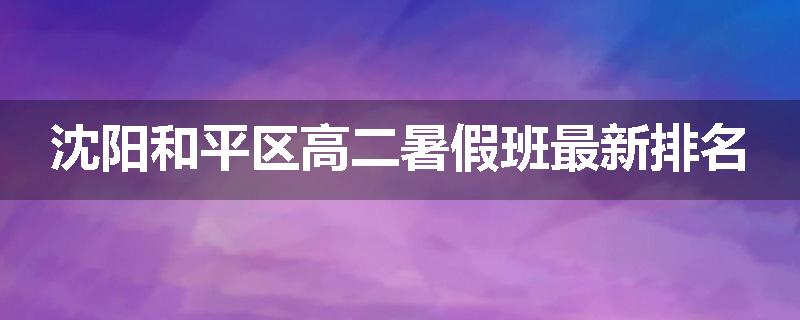 沈阳和平区高二暑假班最新排名