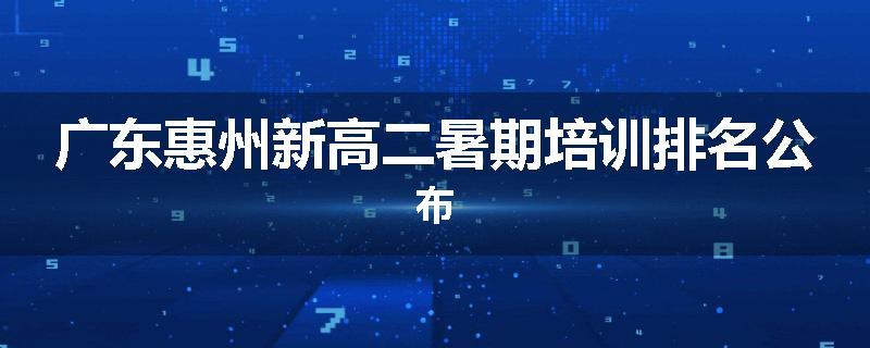 广东惠州新高二暑期培训排名公布
