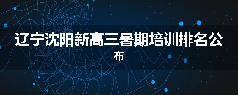 辽宁沈阳新高三暑期培训排名公布