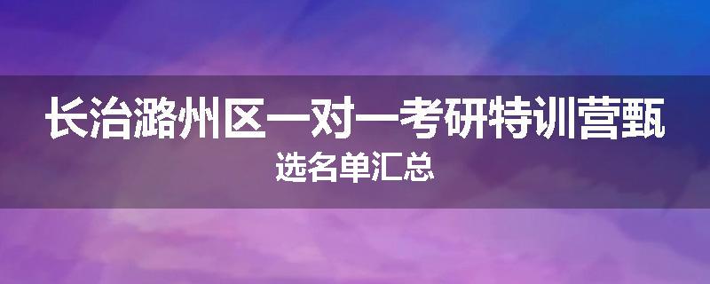 长治潞州区一对一考研特训营甄选名单汇总