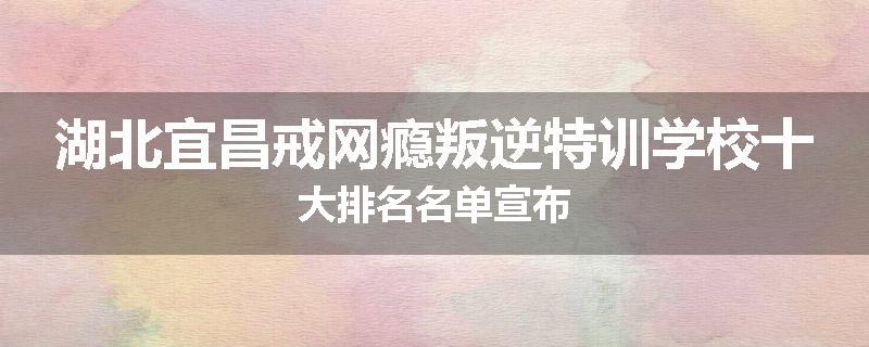 湖北宜昌戒网瘾叛逆特训学校十大排名名单宣布