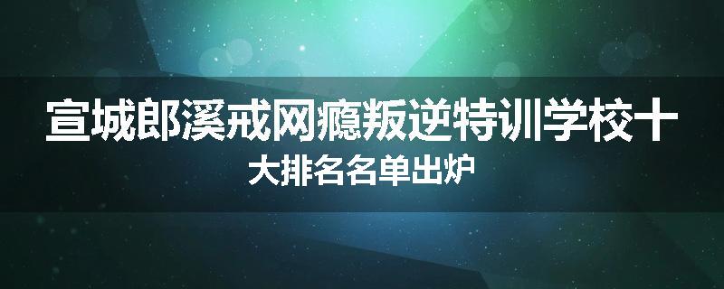 宣城郎溪戒网瘾叛逆特训学校十大排名名单出炉