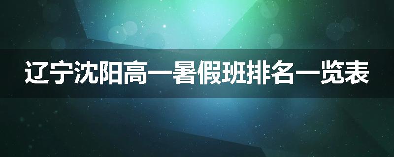 辽宁沈阳高一暑假班排名一览表