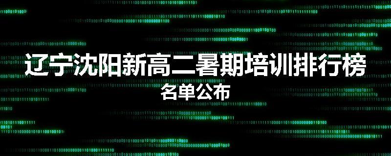 辽宁沈阳新高二暑期培训排行榜名单公布