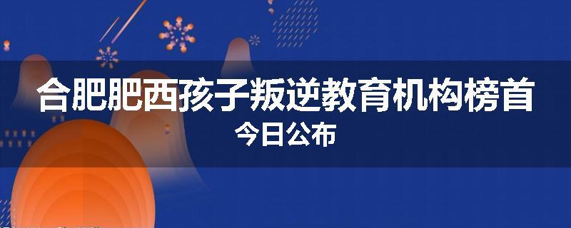 合肥肥西孩子叛逆教育机构榜首今日公布