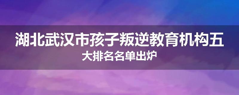 湖北武汉市孩子叛逆教育机构五大排名名单出炉
