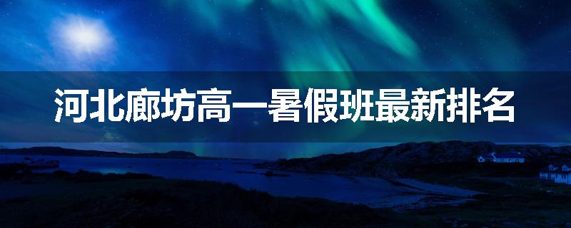 河北廊坊高一暑假班最新排名