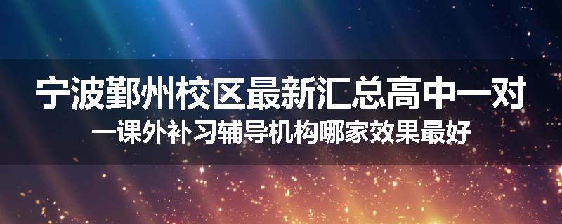 宁波鄞州校区最新汇总高中一对一课外补习辅导机构哪家效果最好