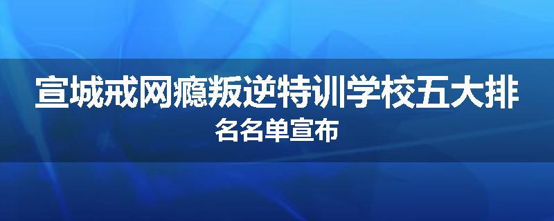 宣城戒网瘾叛逆特训学校五大排名名单宣布