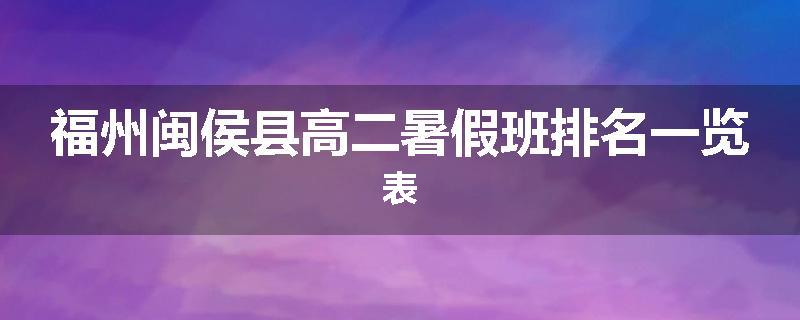 福州闽侯县高二暑假班排名一览表