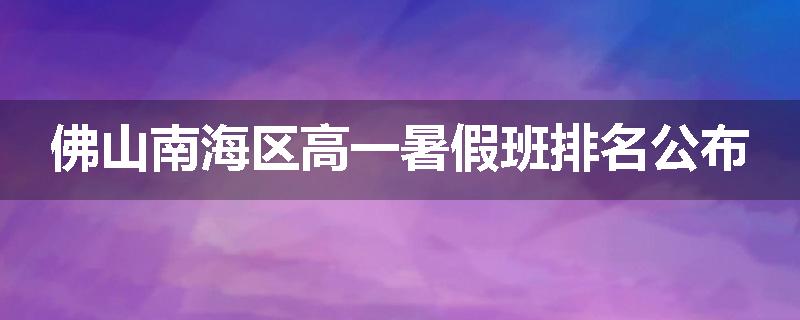 佛山南海区高一暑假班排名公布