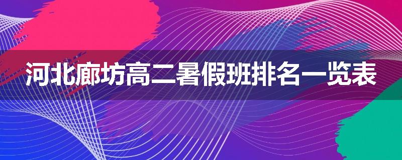 河北廊坊高二暑假班排名一览表