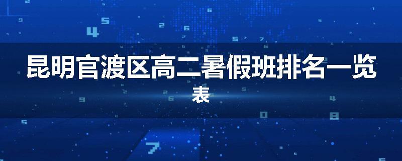 昆明官渡区高二暑假班排名一览表