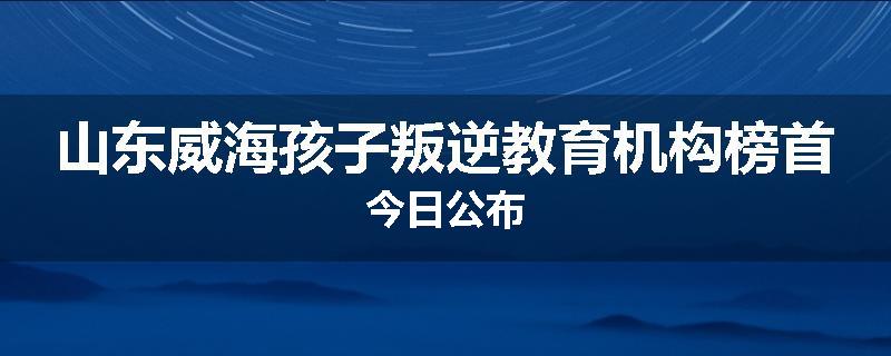 山东威海孩子叛逆教育机构榜首今日公布