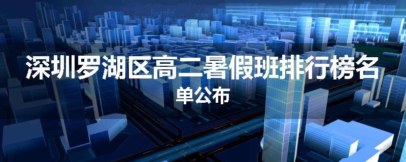 深圳罗湖区高二暑假班排行榜名单公布
