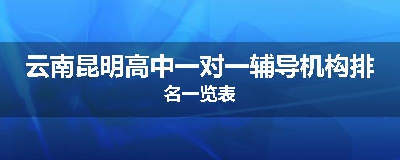 云南昆明高中一对一辅导机构排名一览表