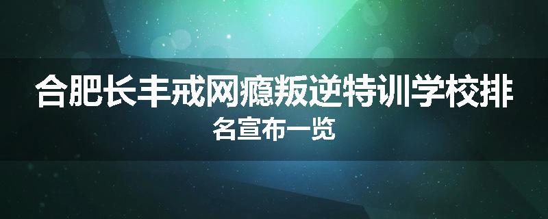 合肥长丰戒网瘾叛逆特训学校排名宣布一览