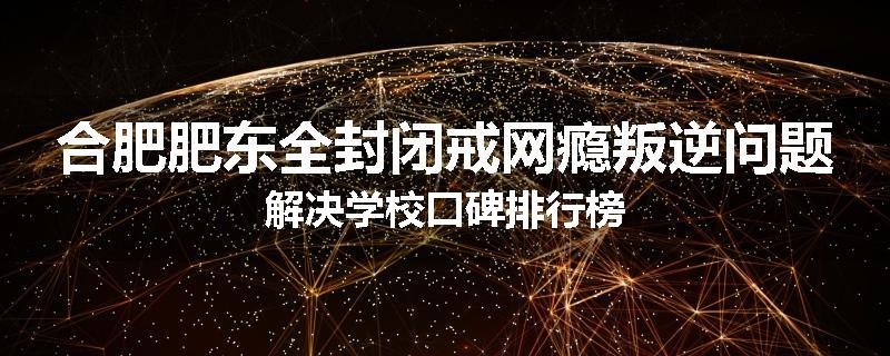 合肥肥东全封闭戒网瘾叛逆问题解决学校口碑排行榜