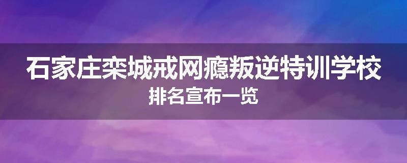 石家庄栾城戒网瘾叛逆特训学校排名宣布一览