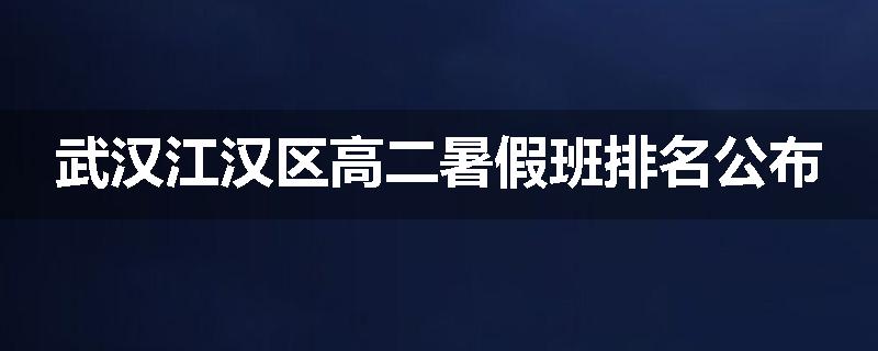 武汉江汉区高二暑假班排名公布