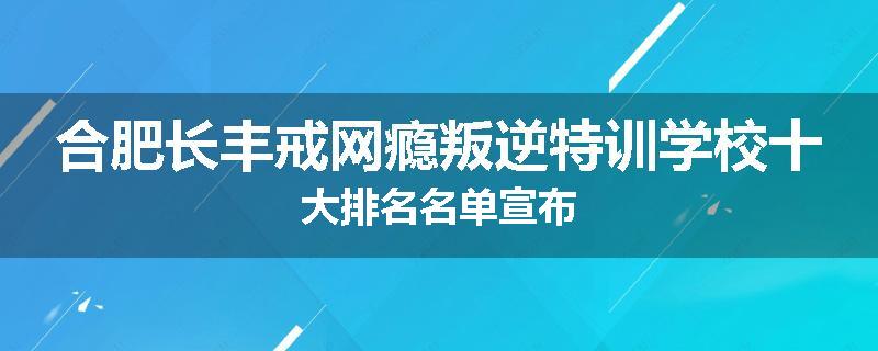 合肥长丰戒网瘾叛逆特训学校十大排名名单宣布