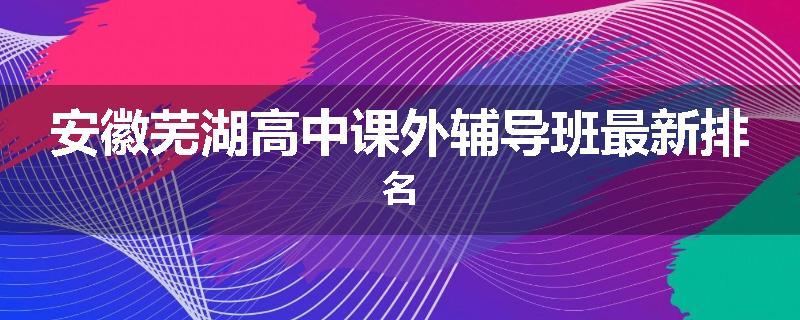 安徽芜湖高中课外辅导班最新排名