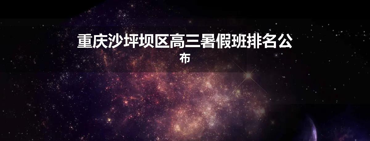 重庆沙坪坝区高三暑假班排名公布