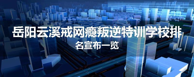 岳阳云溪戒网瘾叛逆特训学校排名宣布一览