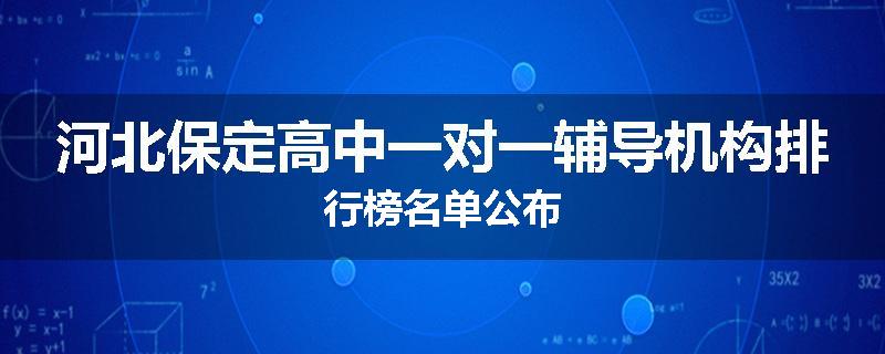 河北保定高中一对一辅导机构排行榜名单公布