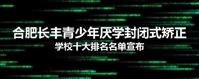 合肥长丰青少年厌学封闭式矫正学校十大排名名单宣布