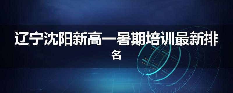 辽宁沈阳新高一暑期培训最新排名